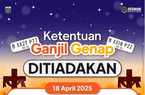 Aturan Ganjil Genap di Jakarta Ditiadakan saat Libur Wafat Isa Almasih Jumat 18 April